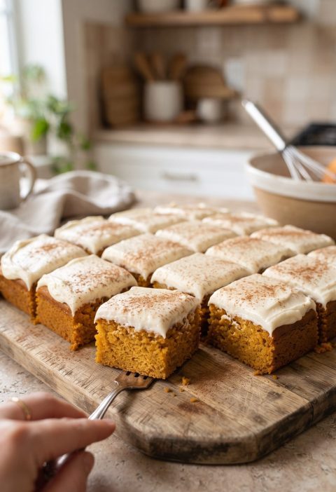 Pumpkin bars with cream cheese frosting