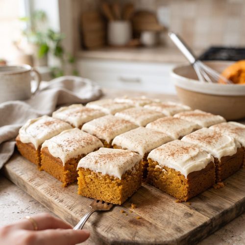 Pumpkin bars with cream cheese frosting