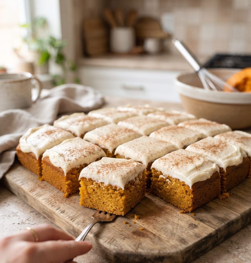Pumpkin bars with cream cheese frosting