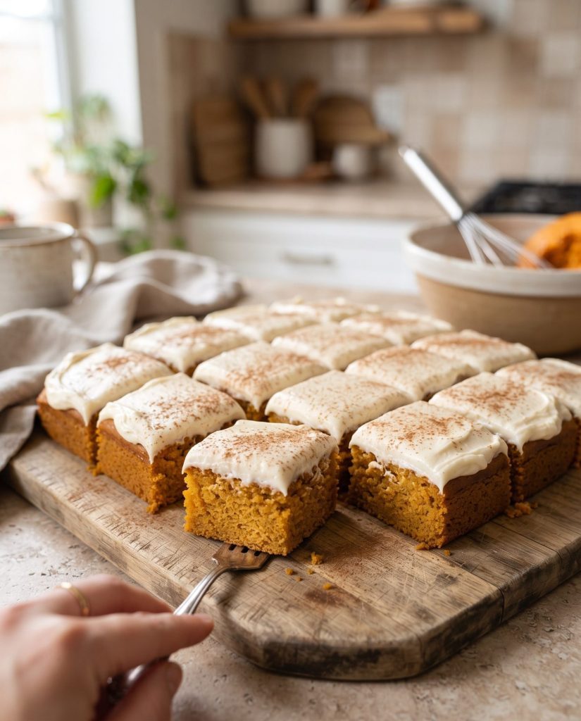 Pumpkin bars with cream cheese frosting