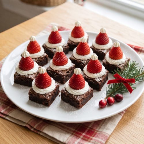 Santa hat brownie bites