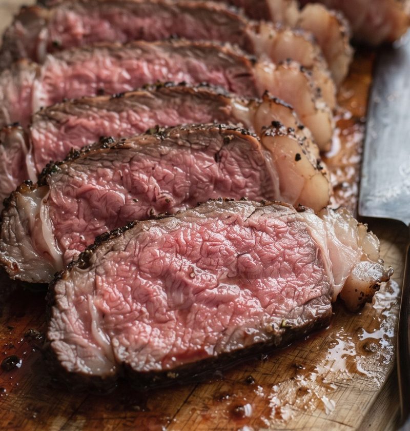 Beef sliced against the grain