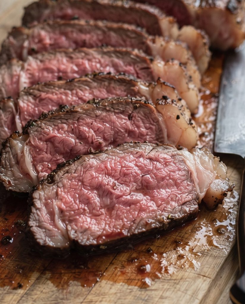 Beef sliced against the grain