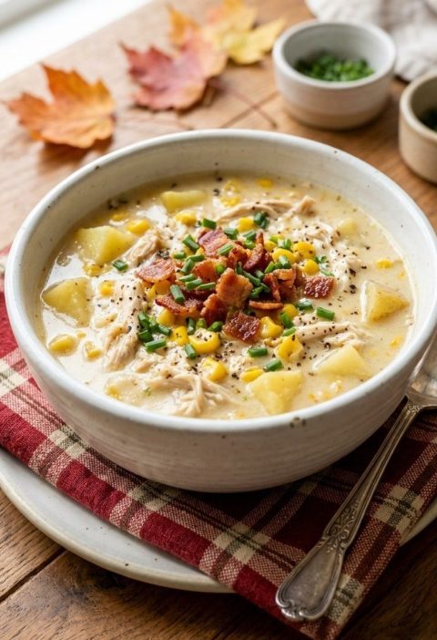 Slow cooker chicken corn chowder
