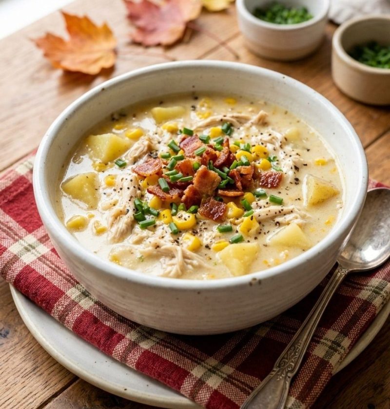 Slow cooker chicken corn chowder