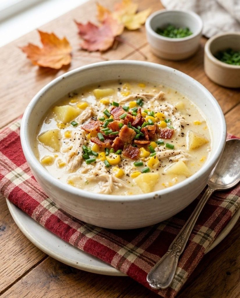 Slow cooker chicken corn chowder