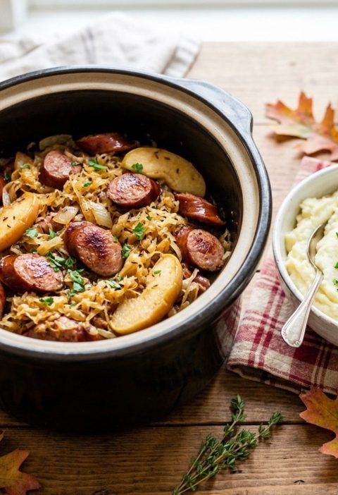 Slow cooker kielbasa and sauerkraut