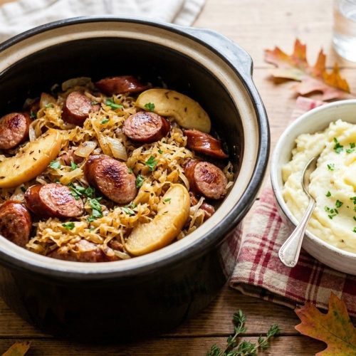 Slow cooker kielbasa and sauerkraut