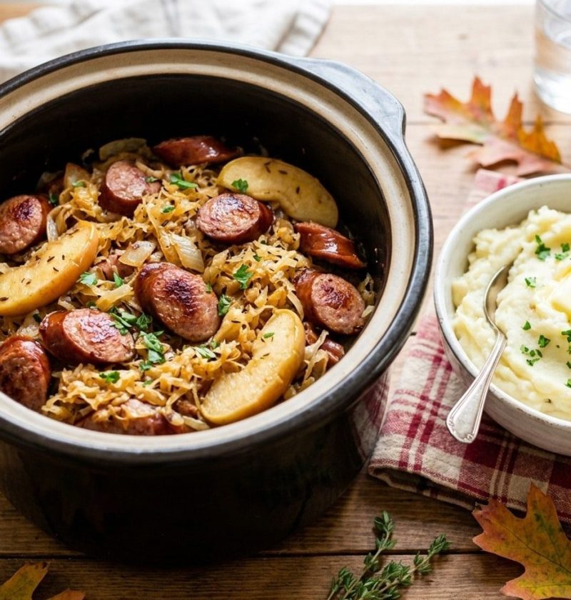 Slow cooker kielbasa and sauerkraut