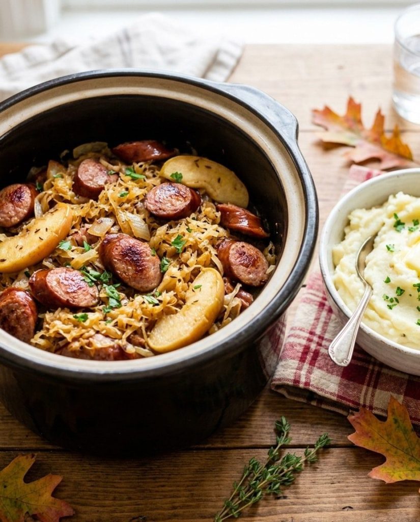 Slow cooker kielbasa and sauerkraut