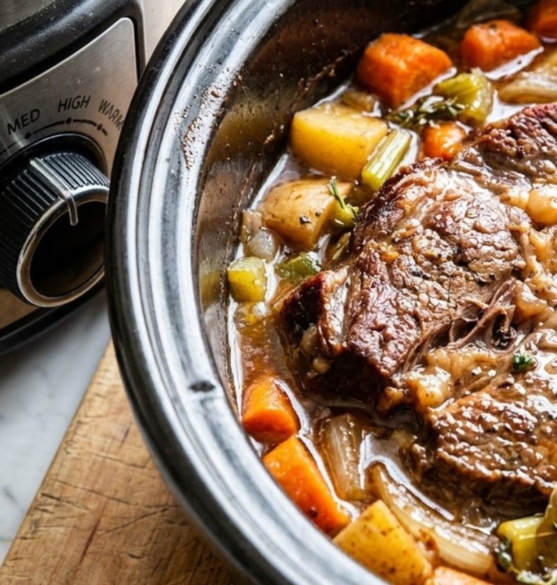 Slow cooker set to low