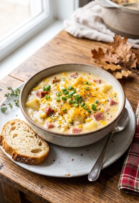 Slow cooker potato ham chowder