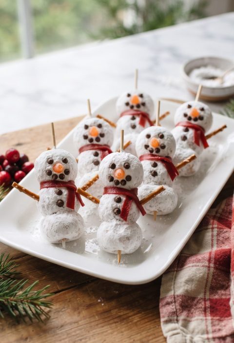 Snowman donut holes