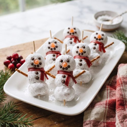 Snowman donut holes