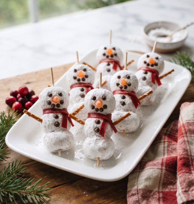 Snowman donut holes