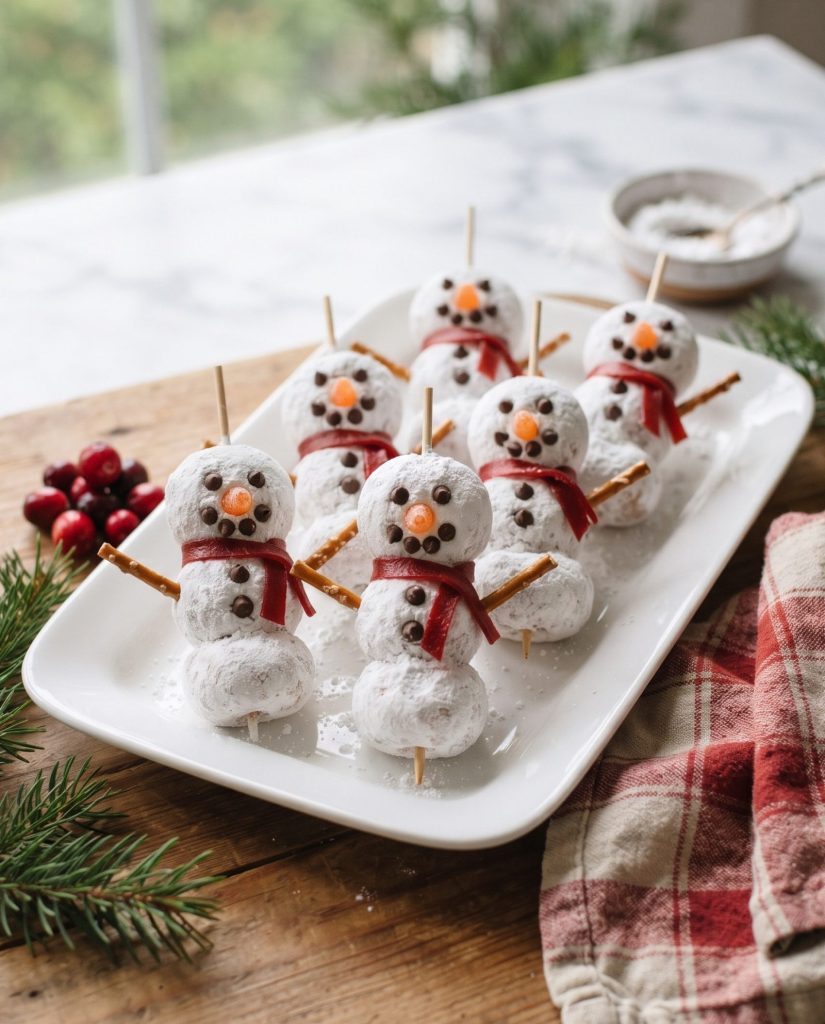 Snowman donut holes