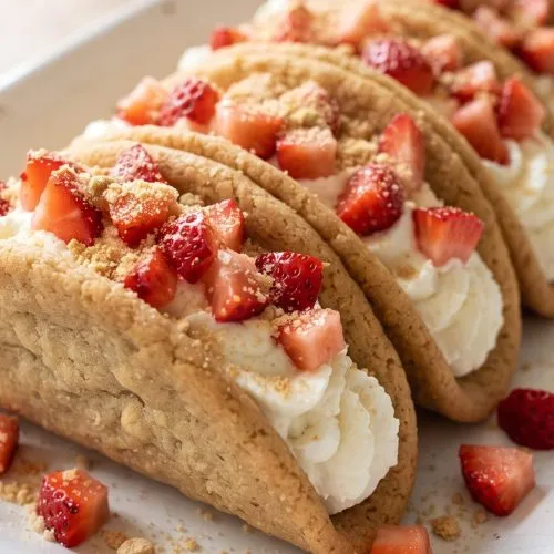 Strawberry cheesecake cookie tacos
