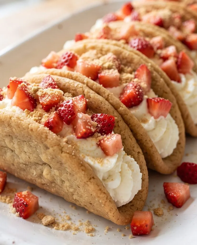 Strawberry cheesecake cookie tacos