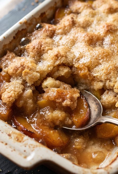 Golden peach dump cake