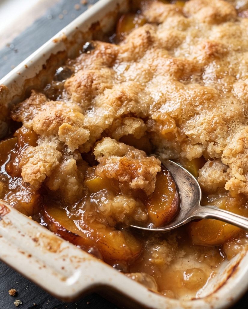 Golden peach dump cake