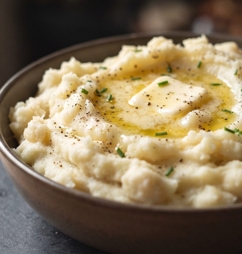 Creamy mashed potatoes with butter