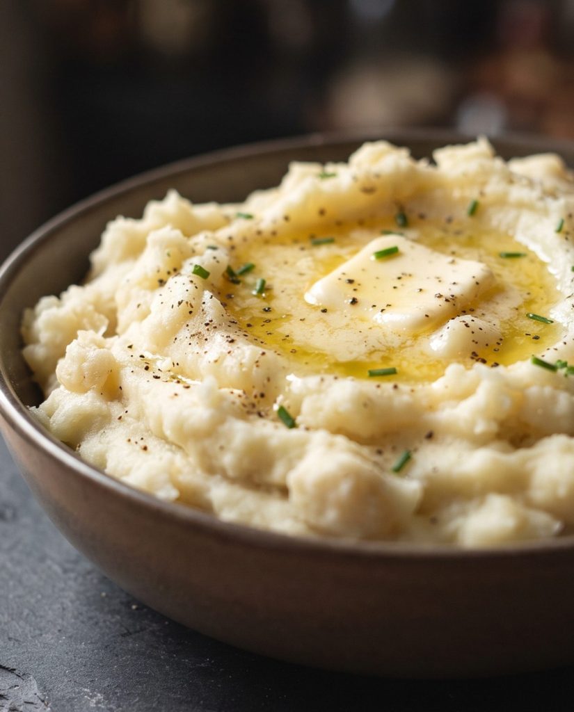 Creamy mashed potatoes with butter