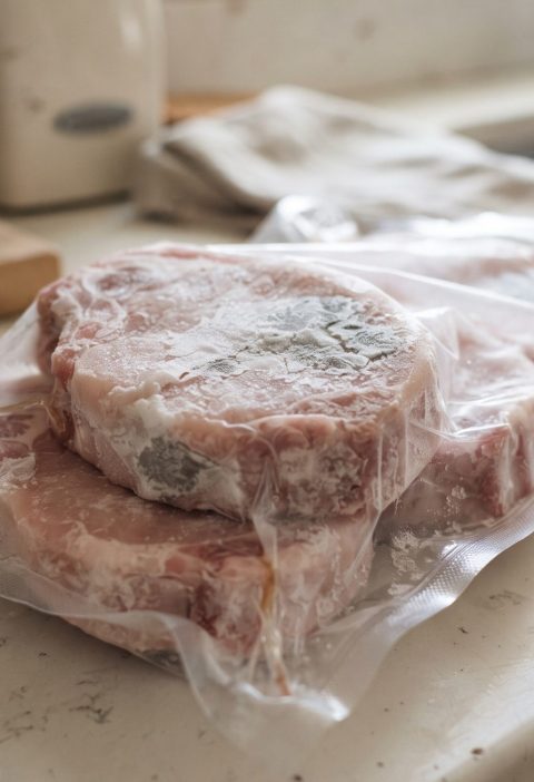Freezer-burned pork chops