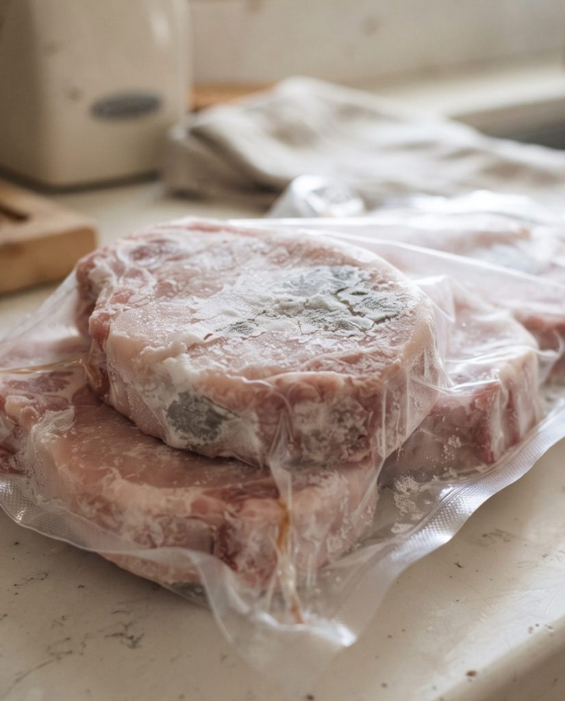 Freezer-burned pork chops