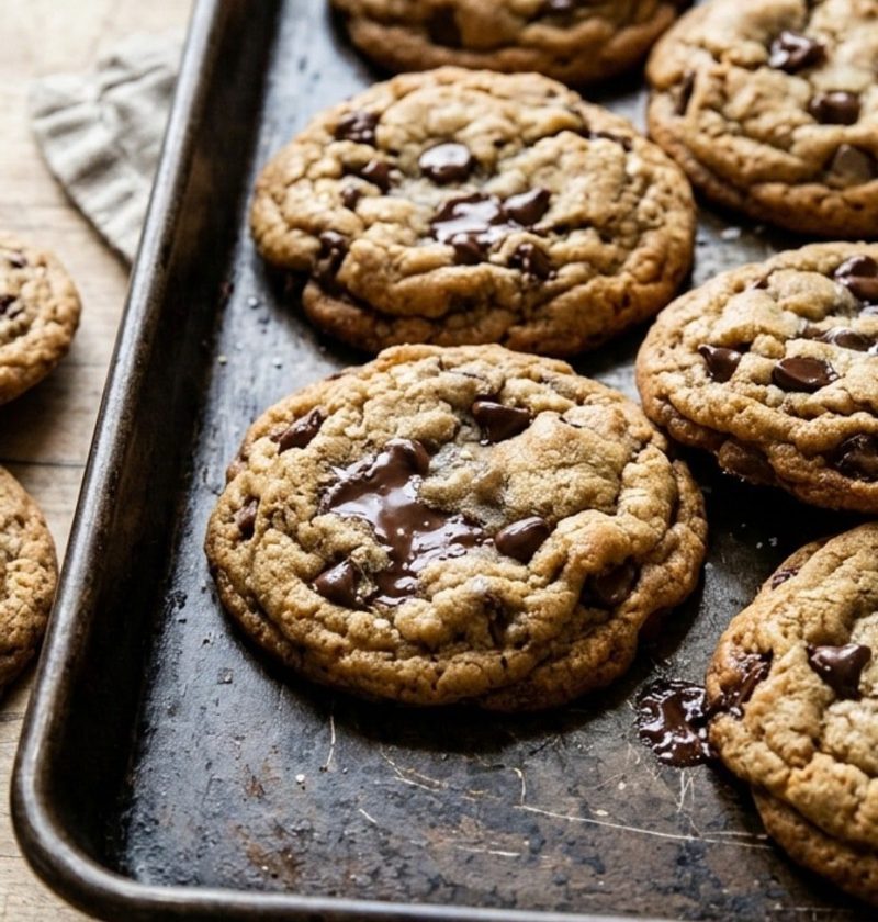Thick cookies next to flat cookies