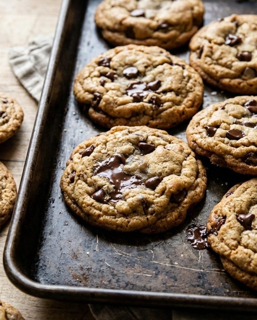 Thick cookies next to flat cookies